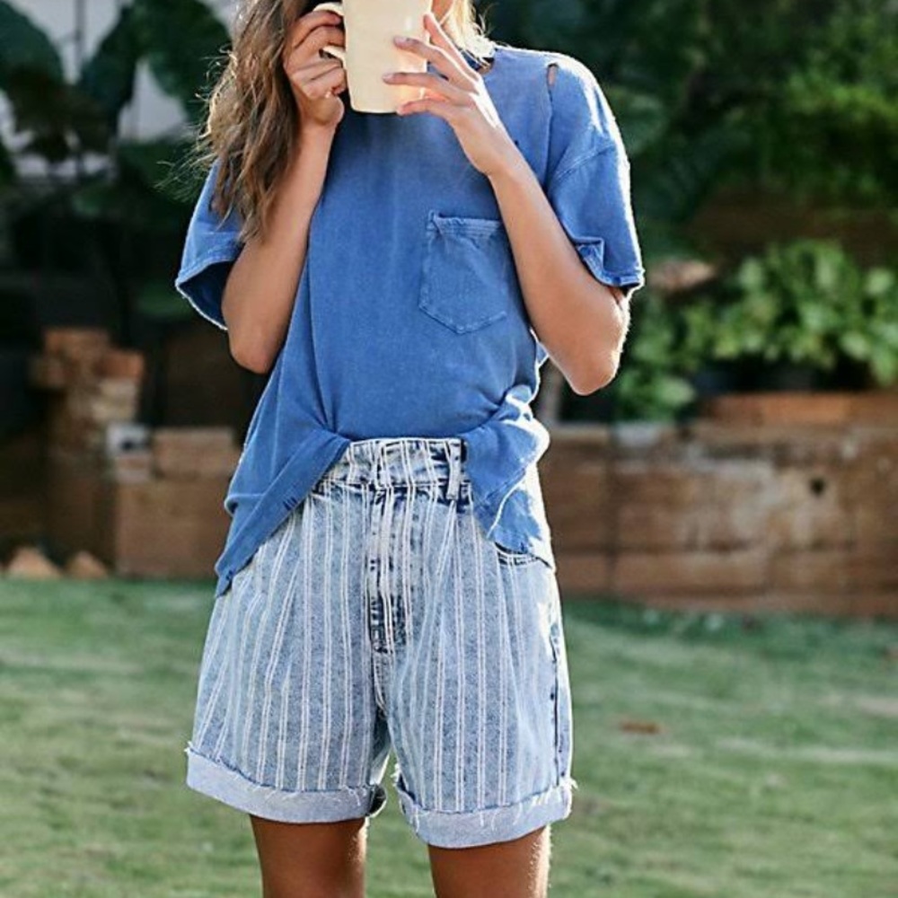 NEW! FREE PEOPLE Downtown High-Rise Denim Shorts